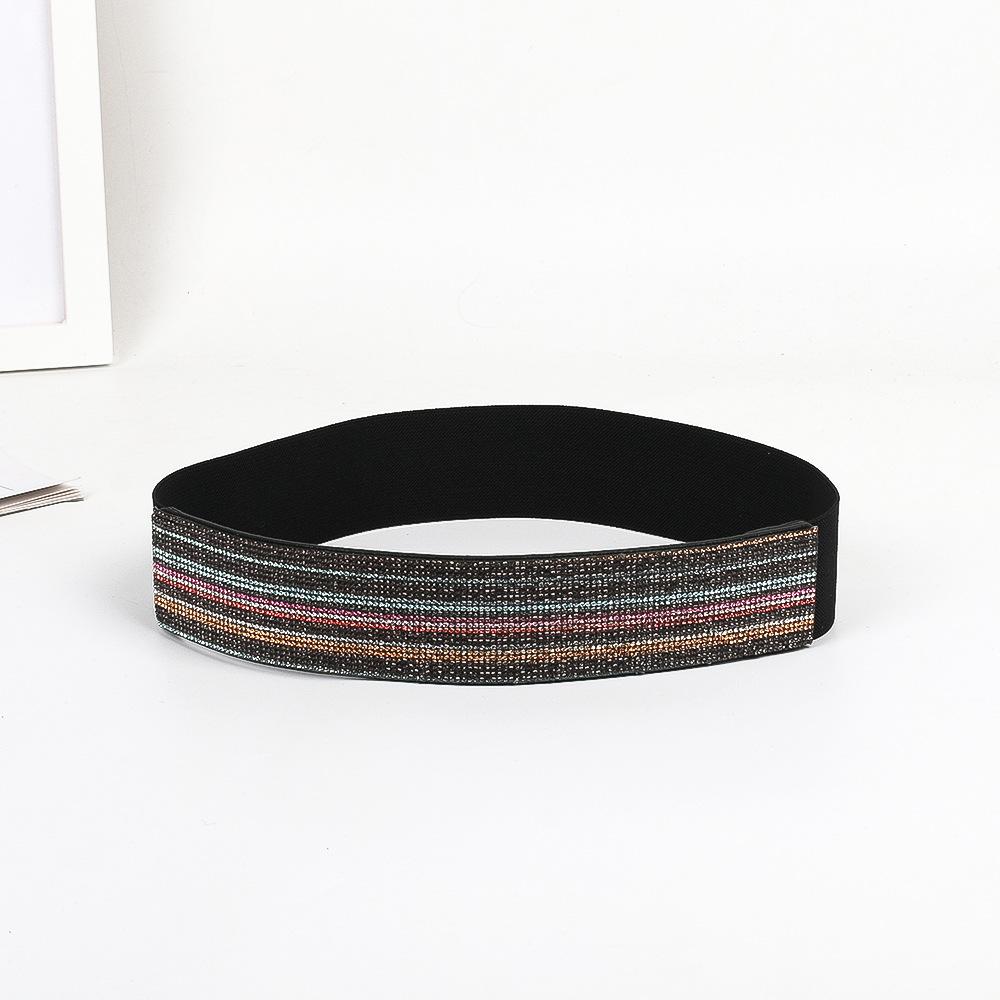 Rhinestone Elastic Wide Belt Flash Diamond Women's Versatile Waistband Fashionable Elastic Belt