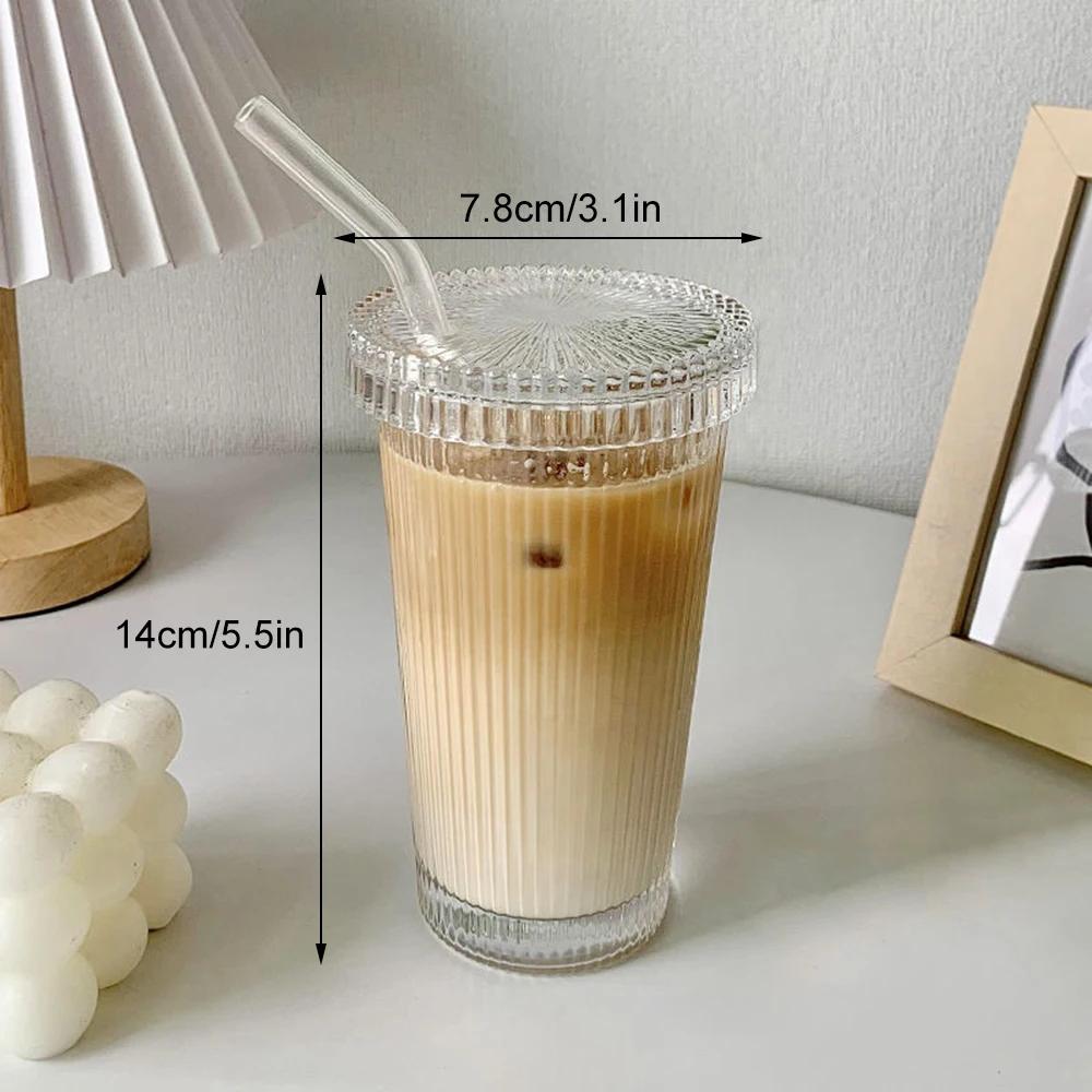 Kvetinový Hrnček na Mlieko Priehľadný Sklenený Pohár s Vekom a Slamkou Priehľadný Pohár na Bubble Tea Kávu Dezertný Pohár Dropshipping