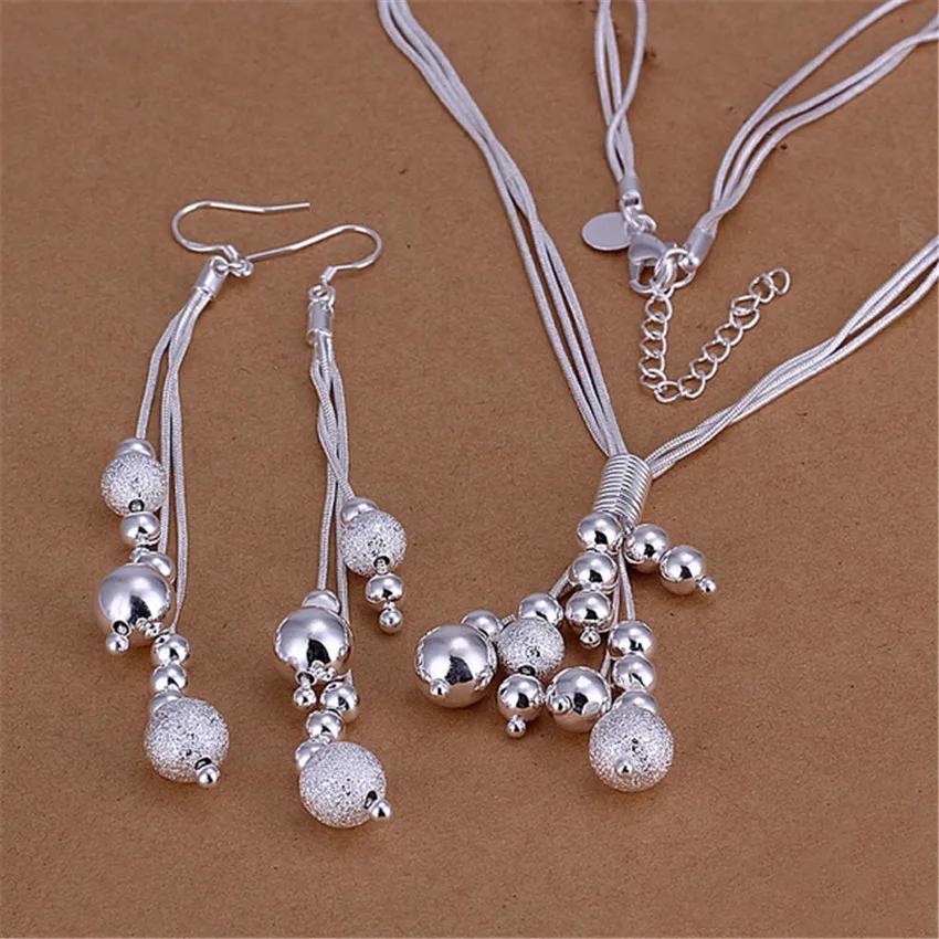 Charms Wedding 925 Silver Jewelry Fashion Pretty Pendant Necklace Earring Women Party Set TOP Quality Stamped