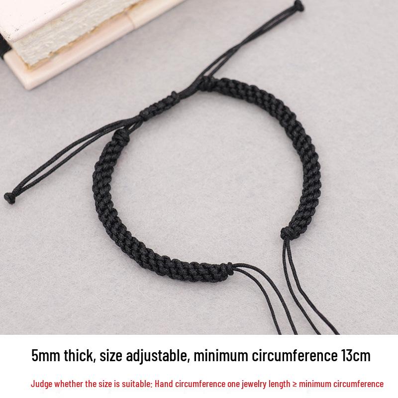 

Браслет ручной работы плетеный «Кукурузный узел» с бусиной «Мир» - Унисекс дизайн из красной веревки для пар чёрный