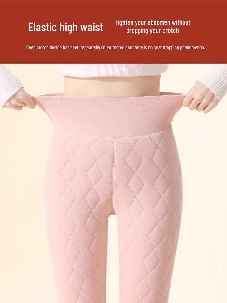 Extra Thick Fleece-Lined Lambswool Leggings for Women - Autumn/Winter, Plus Size, Northeast Warmth, Cotton Pants