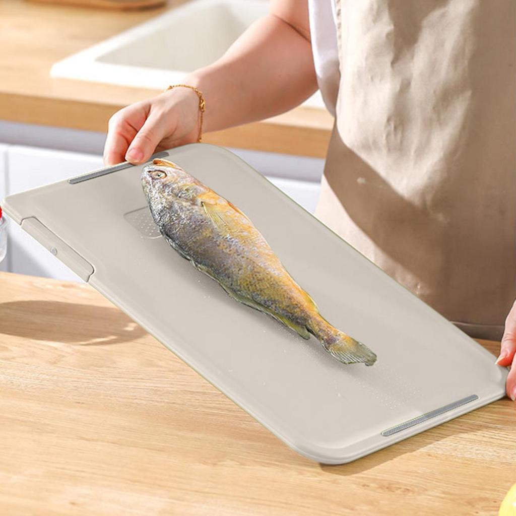 Cutting Board Double Sided Stainless Steel Cutting Board for Kitchen Food Grade PP Non-Slip Easy Clean Chopping Quick Defrosting