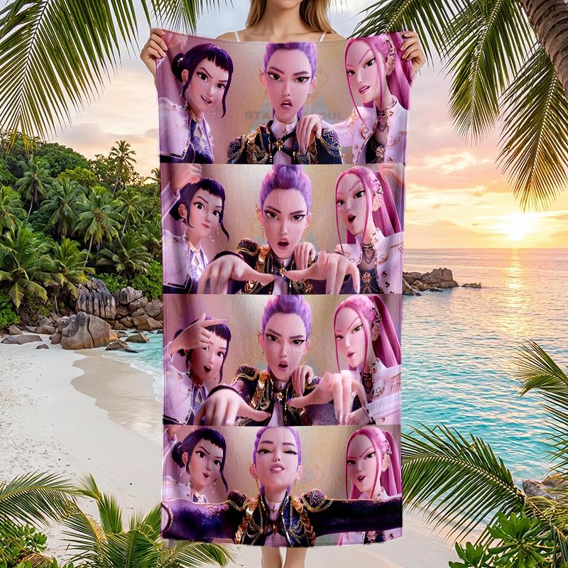 Kpop Hunter Fashion Beach Towel: Ideal for Summer Adventures Soft, absorbent and quick drying suitable for swimming and bathing