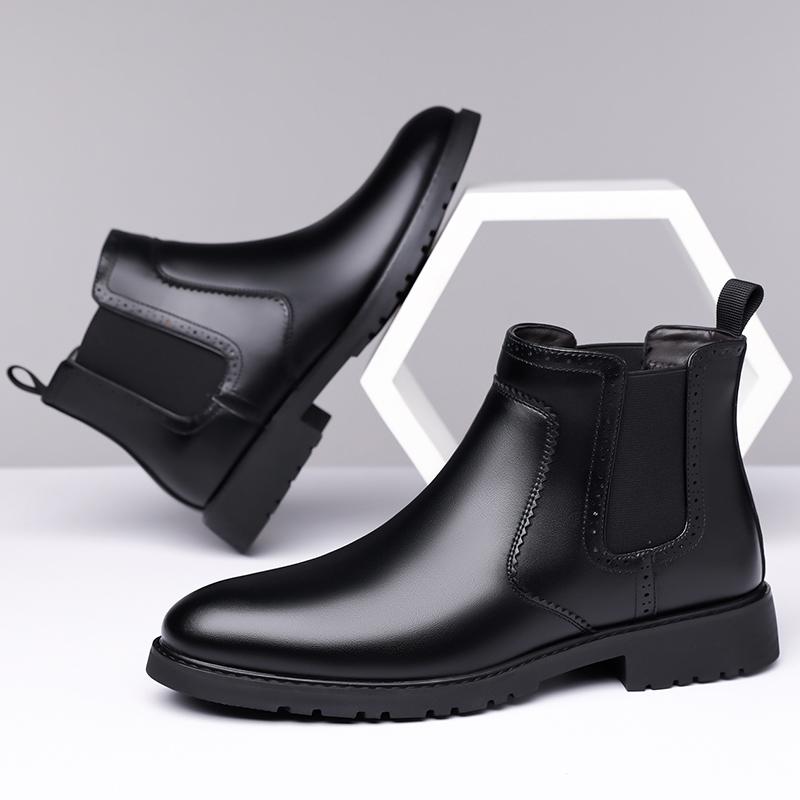 Fashion Outdoor Leather Basic Boots for Men Stylish Leisure Walk Man Casual Shoes Ankle Boots High Top Walking Shoes Male Business Botas