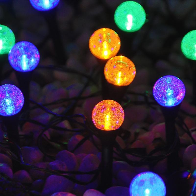 Solar Crystal Ball String Lights IP65 Waterproof 8 Modes RGB Outdoor Garden Wedding Party Decoration Garland Fairy Light