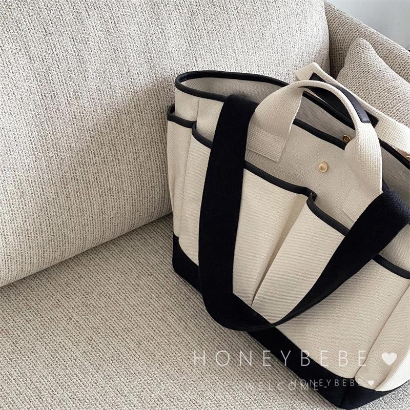 Versatile Korean Crossbody Mummy Bag - Large Capacity, Lightweight Canvas for Mom & Baby
