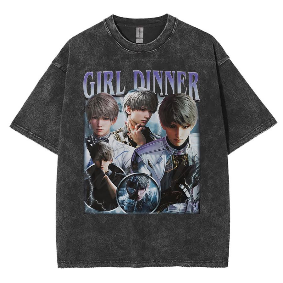 Funny Girl Dinner Caleb Graphic Tee Shirt Love and Deepspace Novelty Cotton T Shirts Fashion High Quality Vintage Washed Women T-Shirt
