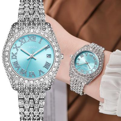 Nuevo Reloj 2025 Para Mujer Lujo Iced Out Diamante Cuarzo Relojes de Señora Calendario Hip Hop Reloj Masculino Relogios Masculino