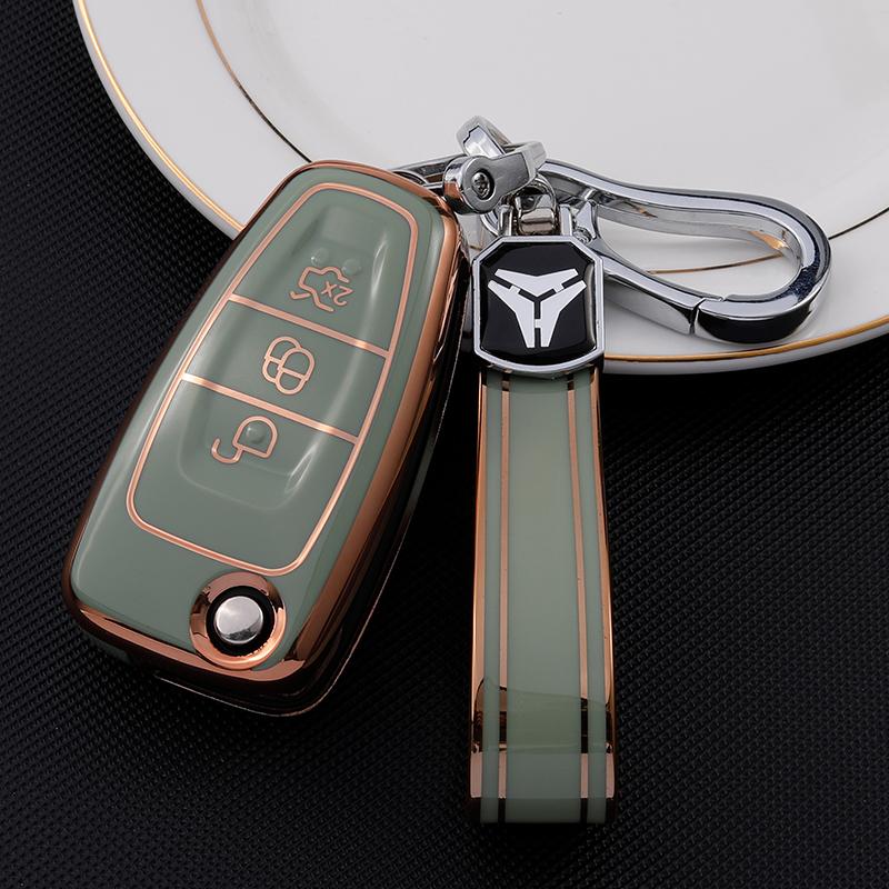 TPU Car Key Case Cover for Ford Ranger C-Max S-Max Focus Galaxy Mondeo Transit Tourneo Custom Auto Key Holder Keychain