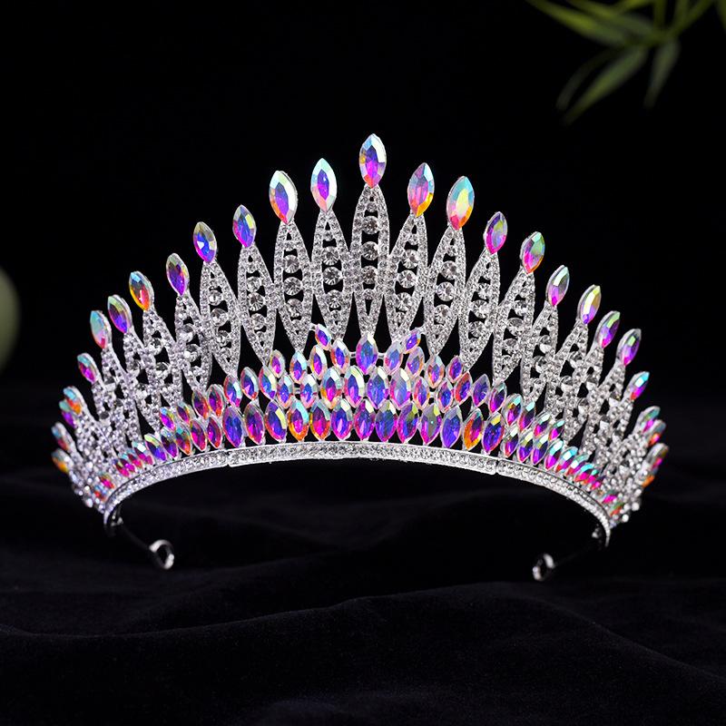 

Crown Headwear European and American Bride s Dress Crown Alloy Accessories Silver Luxurious Crystal Crown