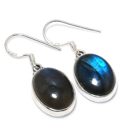 Natural Labradorite Gemstone 925 Solid Sterling Silver Gift Earring 1.25" R3h52
