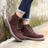 Outdoor Martin Boots Women'S British Short Boots Thick Heel Leather Locomotive Boots Lace-Up Women'S Boots Couple Outdoor Tooling Boots Men'S Boots