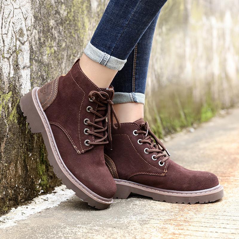 Outdoor Martin Boots Women'S British Short Boots Thick Heel Leather Locomotive Boots Lace-Up Women'S Boots Couple Outdoor Tooling Boots Men'S Boots