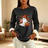 Women's Long Sleeve Pullover Round Neck Halloween Print Winter Casual Top