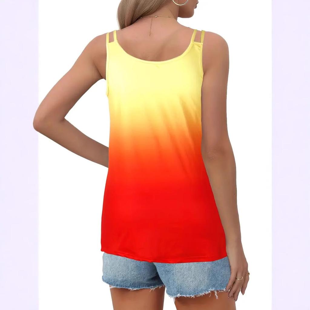 Women's Crew-neck Gradient Print Sleeveless Shoulder Camisole