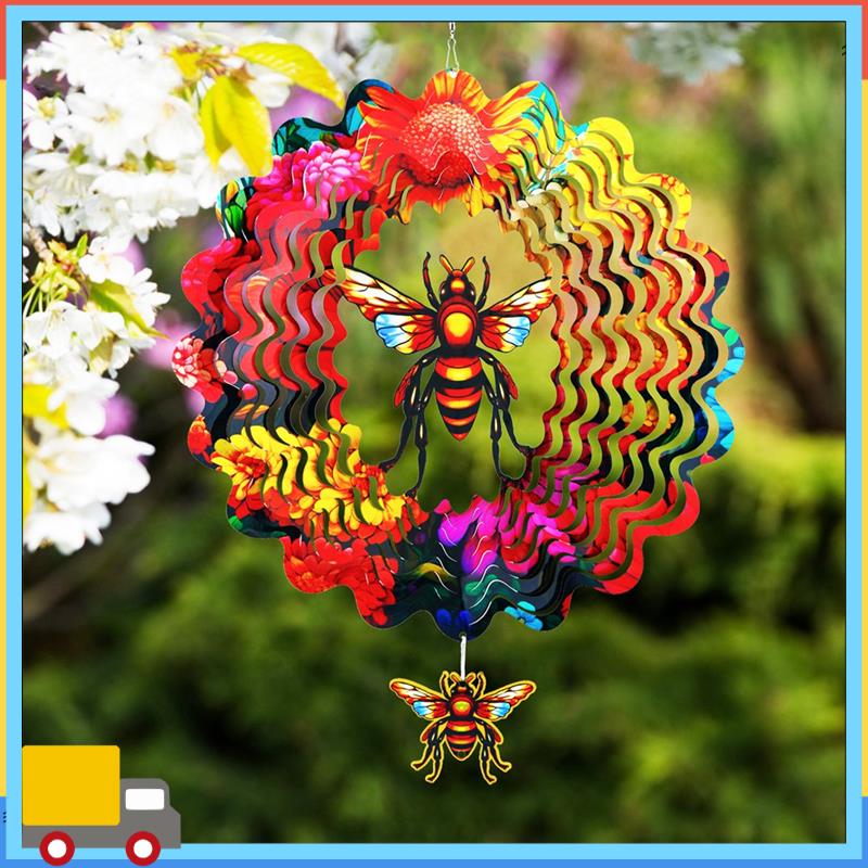 Flowering Bee Wind Chimes Wind Spinner Outdoor Hanging Wind Spinners For Outdoor Indoor Decoration