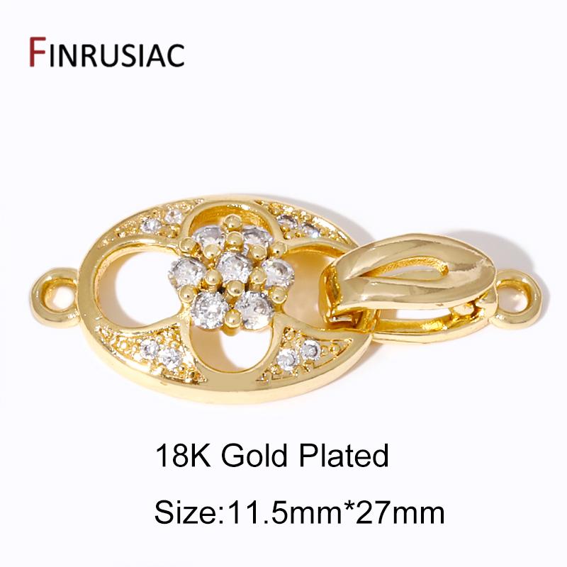 18K Gold Plated Zircon Fasteners Accessories Closure Lock Clasps For DIY Needlework Beads Pearls Jewelry Making Findings