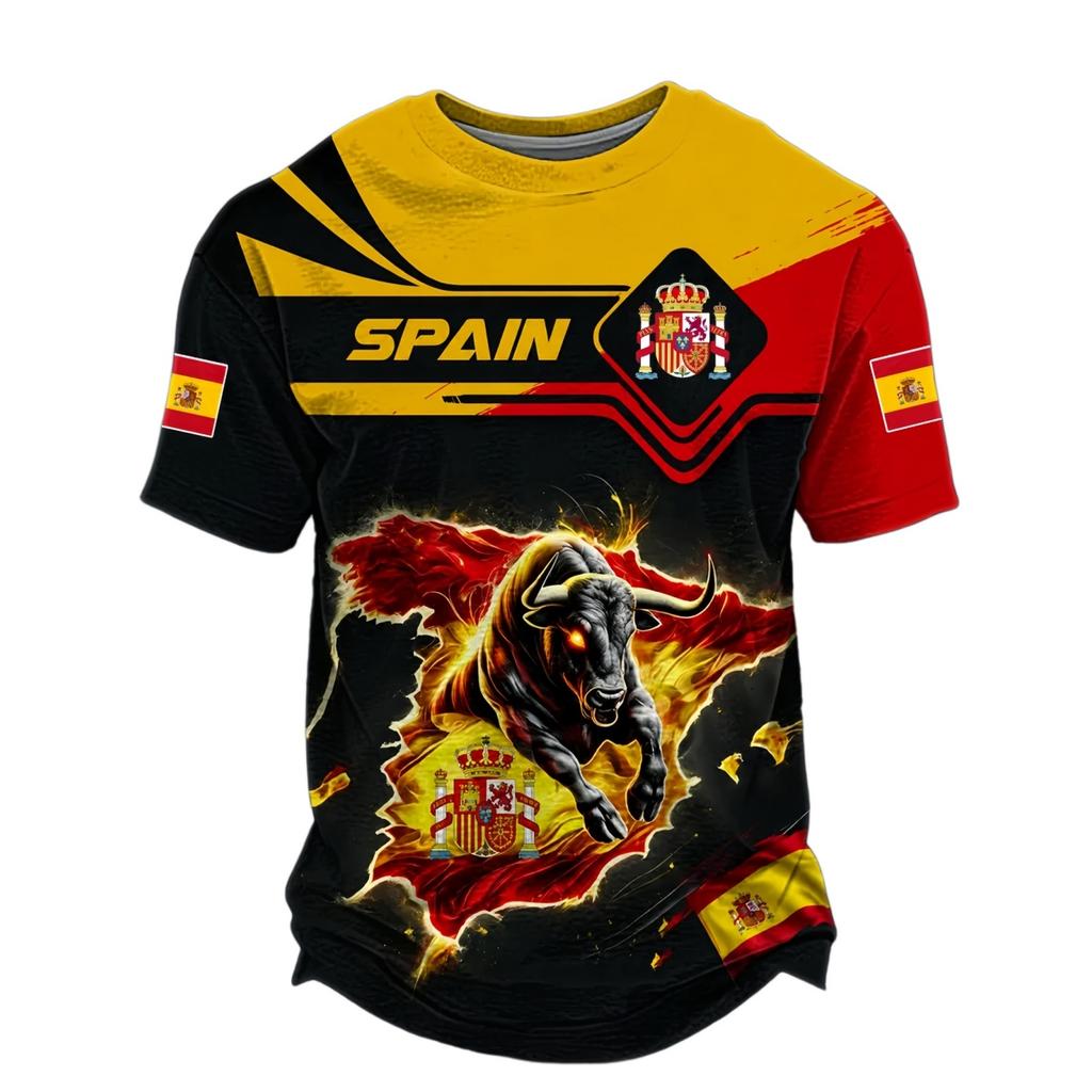 Men's Short Sleeve Soccer Fan T-Shirt with Printed Team Design for Casual Wear