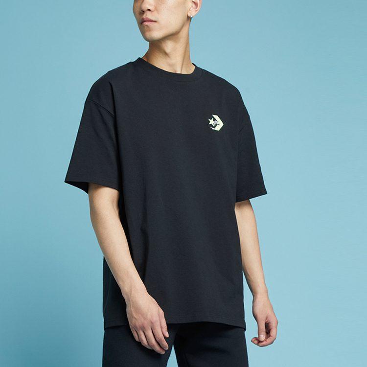 Converse T Shirts Men's Black Crew Neck Moderate 10022786-A02