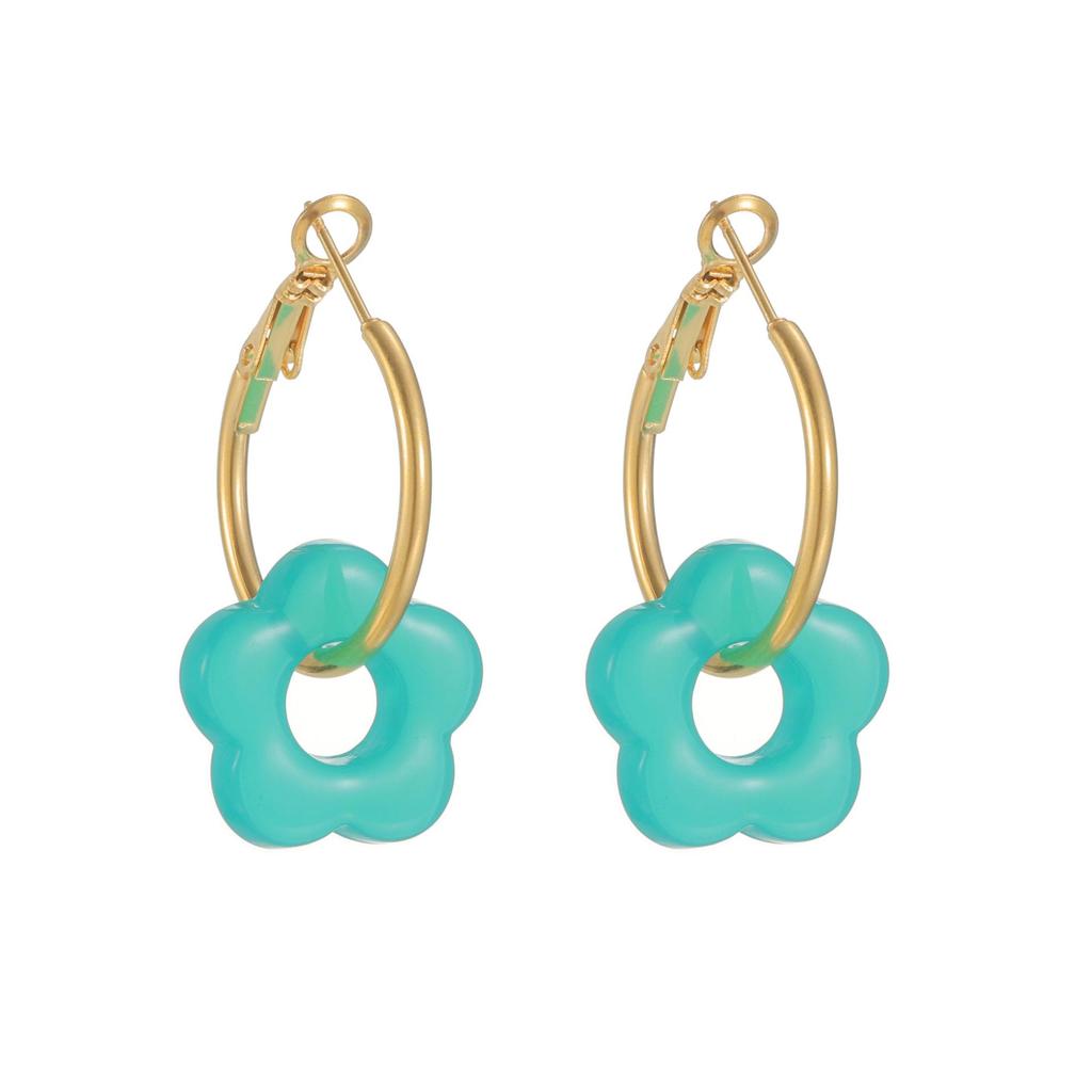 Macaron Color Flower Tassel Earrings, 18K Gold-Plated, Light Luxury Versatile, Niche High-End.