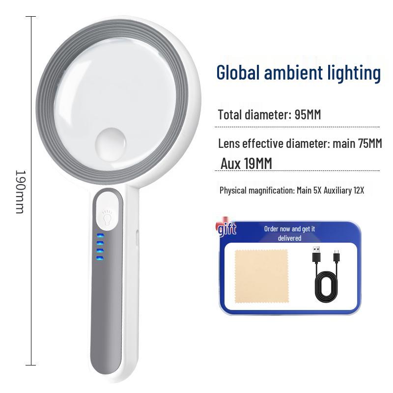 HD 90x Magnifying Glass with Light for Reading, Electronics, Jewelry, Antiques, and Coins