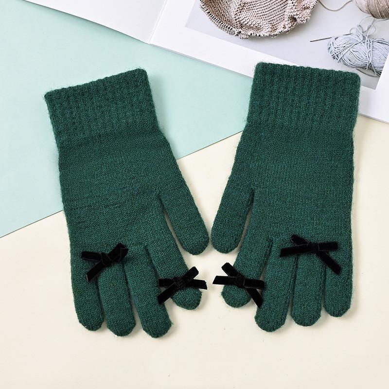 Student Girl Wool Warm Glove Korean Fashion Bow Tie Solid Color Children Glove Autumn Winter Warm Cashmere Outdoor Knitted Glove