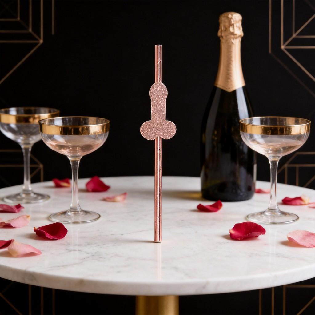 No Brand Paper Drinking Straws With Gold Stripes For Party Bar Decor