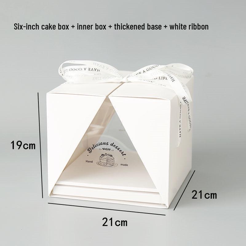 Premium Foldable Cake Box for 4/6/8 Inch Chiffon or Mousse Birthday Cakes, Gift and Transparent Packaging