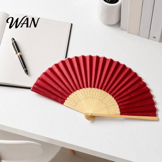 Lightweight Bamboo Fan Chinese Style Silk Folding Fan, Ribs Decorative Handheld Summer Cooling Portable Party Favors for Men Women Wooden