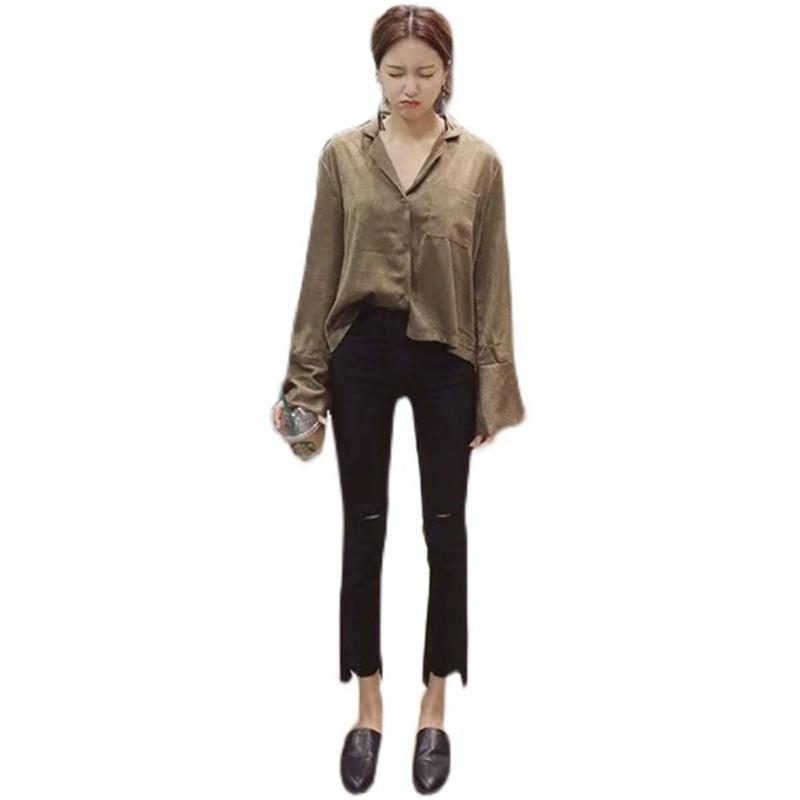 Women's Summer Thin High-waisted Thin Korean Version Wide-leg Irregular Micro-flared Pants Tide