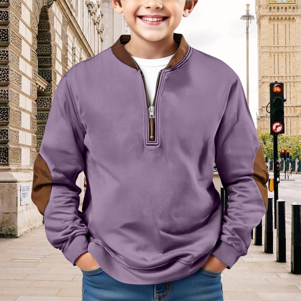 Kinder Sweatshirt Jungen Langarmshirts Einfarbiges Lässiges Pullover-Shirt Outdoor Herbstkleidung für Teenager-Jungen