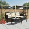 Garden Sofa Set with Cushions 2 pcs Black and Cream Poly Rattan