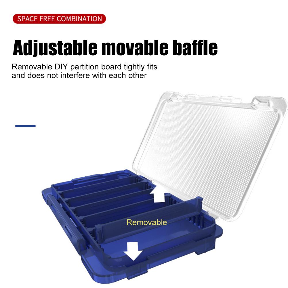 Portable Fishing Bait Box Waterproof Bait Lure Hook Boxes Compartments Shockproof Adjustable Partition Fishing Gear Accessories