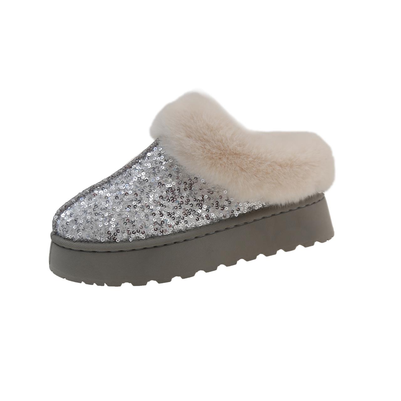 

Зимние женские короткие плюшевые теплые зимние ботинки повседневная обувь новые блестящие меховые ботинки челси ботильоны на плоской подошве женская обувь на платформе ботфорты 43 серебряный