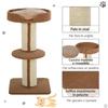 Cat Tree with Bed, Cushion, Plush Cover, and Sisal Rope Poles