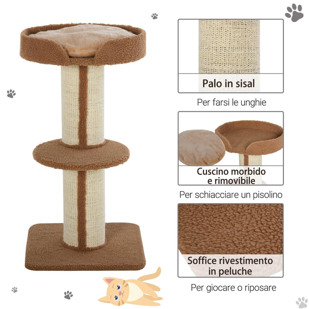 Cat Tree with Bed, Cushion, Plush Cover, and Sisal Rope Poles
