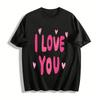 Heart Polka Dot I LOVE YOU Print Casual Couple Crew Neck T-Shirt Pure Cotton T-shirt