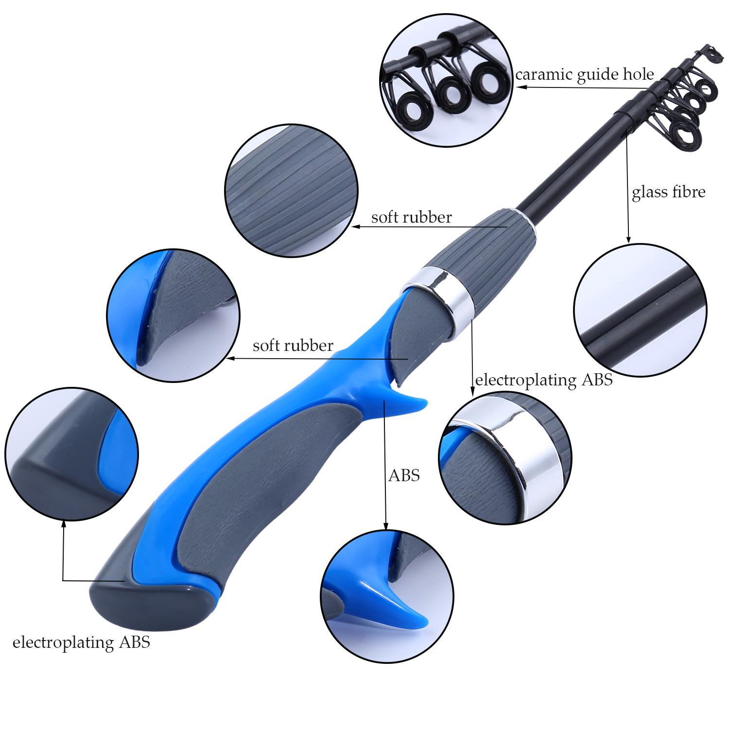 Спининг из углеродного волокна 1.5 метра 1 pcs Fishing Rod чёрный/синий — фото 5
