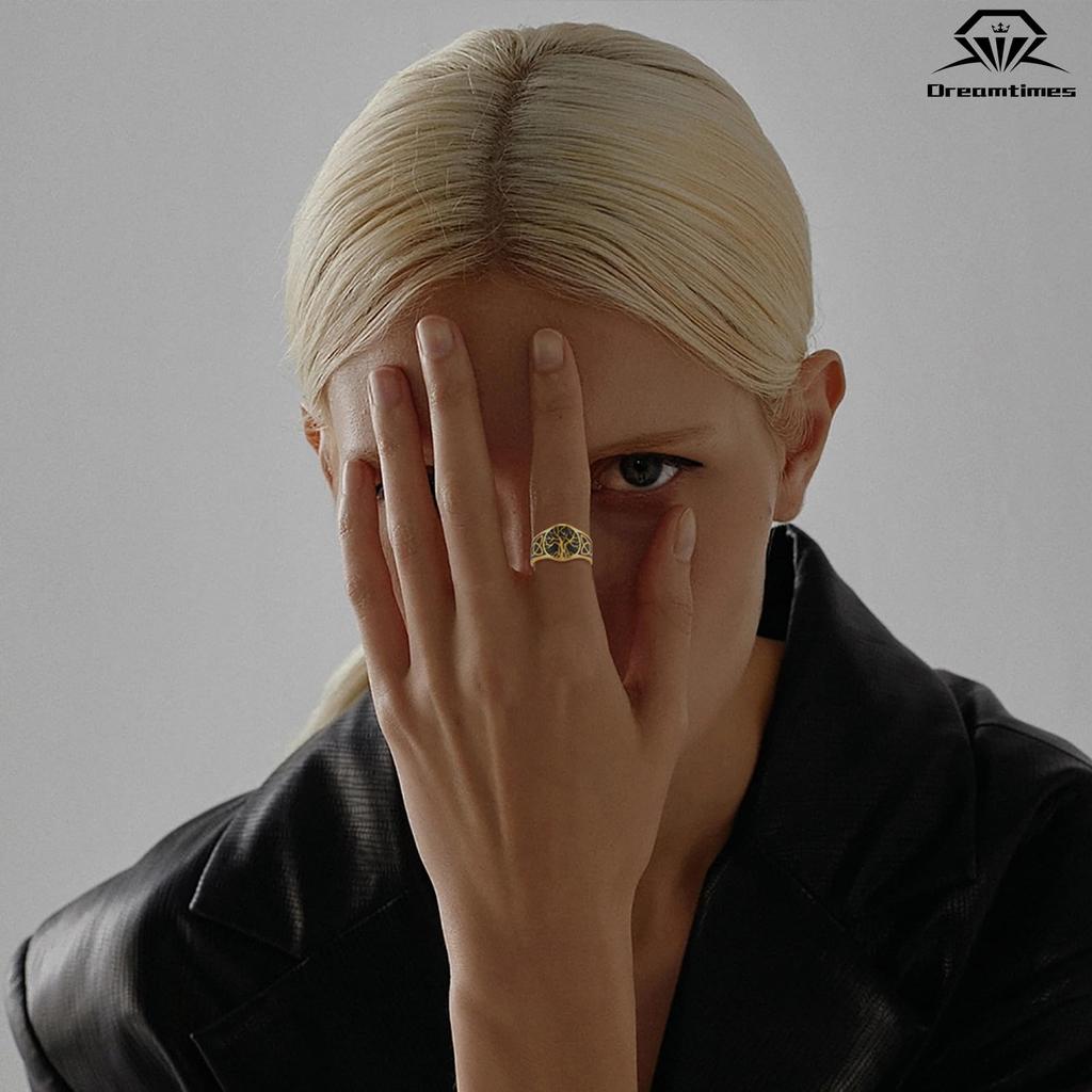 Dreamtimes Tree of Life Ring Adjustable Stainless Steel Yggdrasil Amulet Jewelry Gift for Men Women Vintage Religious