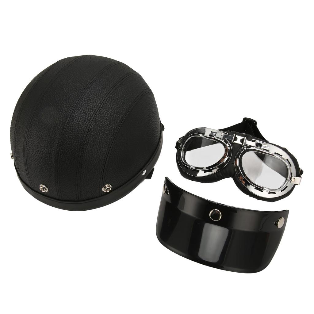 Motorcycle Helmet Cap Black Free Size Outdoor Riding Baseball Helmet Cap with Glossy Glasses for