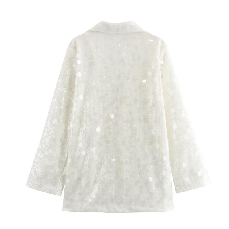 European & American High Street Women's Sequin Open-Front Suit Jacket