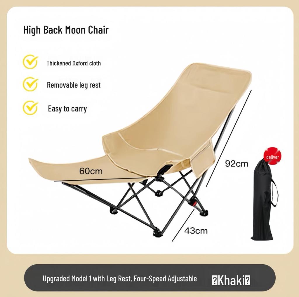 Adjustable Four-Speed Reclining Moon Chair - Lightweight, Foldable for Outdoor & Office Use