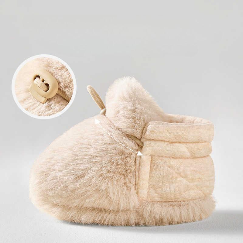 Newborn Winter Booties Thermal Soft Sole Shoes Plush Fleece Lined Prewalkers for Baby Boy Girl Warm Anti-Slip First Walkers