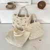 Corduroy Floral Handbag, Simple Tote Bag for Work, Lunch Bento Bag, Shopping Bag