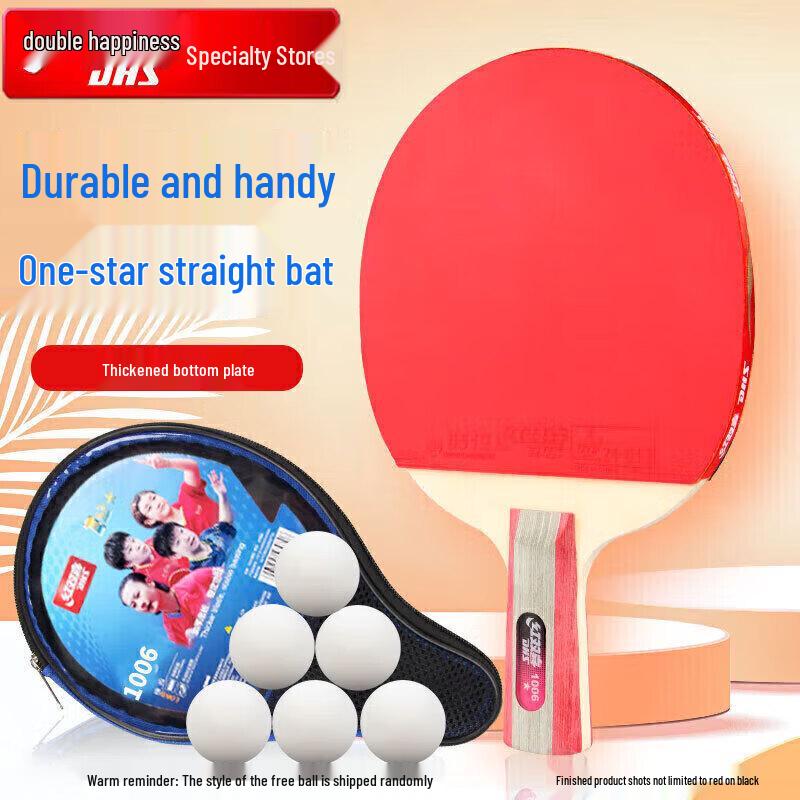 DHS 1-Star Straight Handle Double Inverted Rubber Table Tennis Bat H1006
