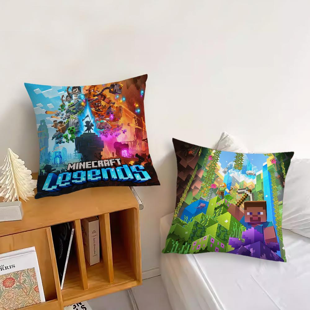 Classic Game Sofa Living Room Bedroom Headboard Backrest Cushion Square Cushion Nap Time M-Mine Block C-Crafts Pillow Case