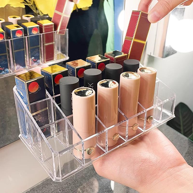 Transparent Multi-Grid Lipstick & Lip Gloss Organizer Box