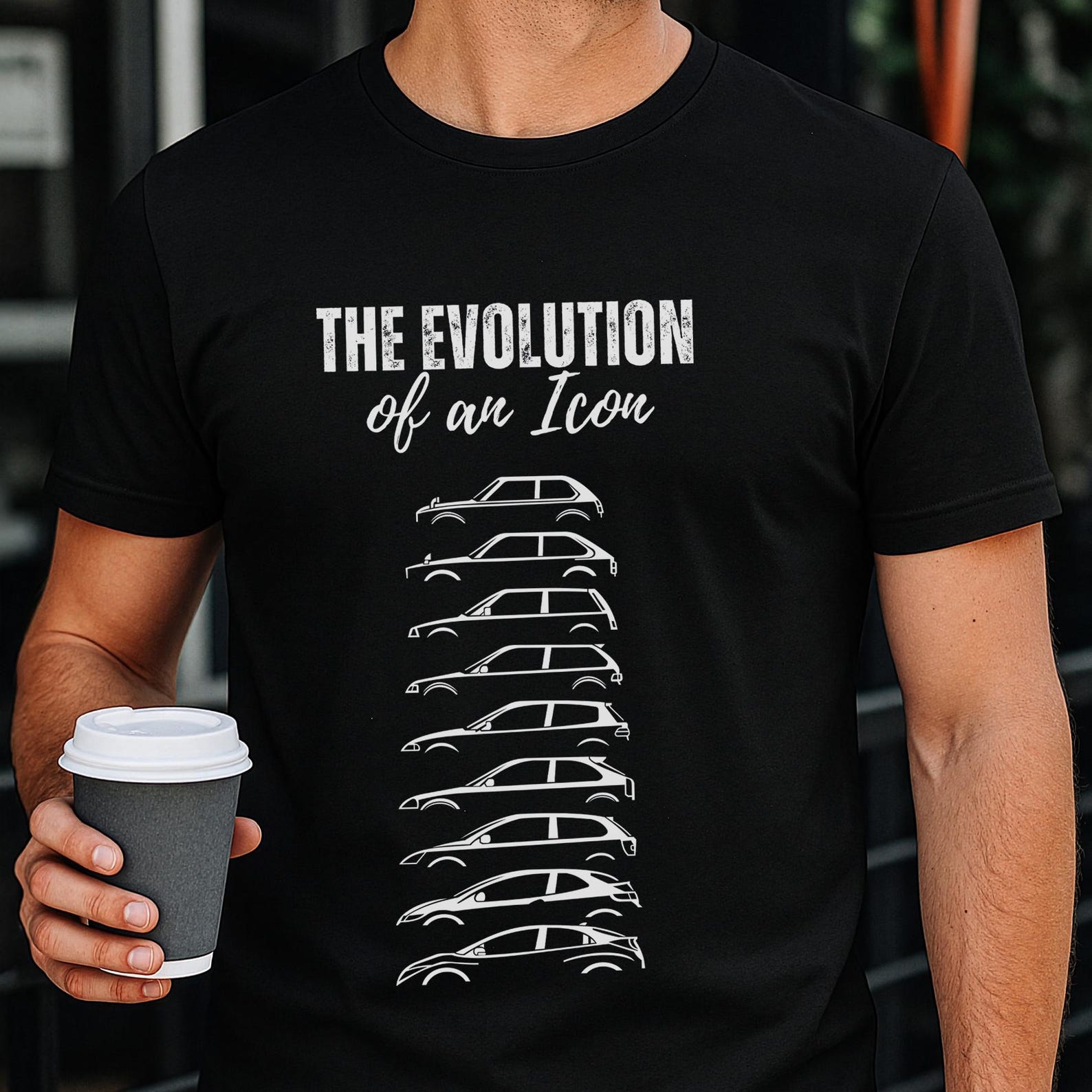 JDM Car Evolution T-Shirt: Japanese Sports Hatch, Car Enthusiast Gift S