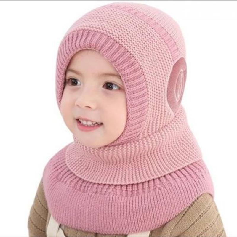 Koreaanse Stijl Kinder Dubbele Pompon Oorflappen Hoed & Eendelig Sjaal Set (Herfst/Winter 2025 Collectie)