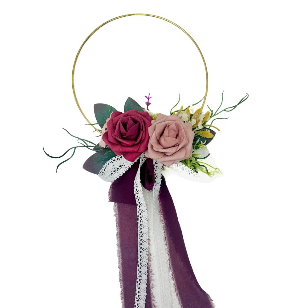 Elegant Artificial Rose Garland Handheld Wedding Decor Wreath  Bridal Shower